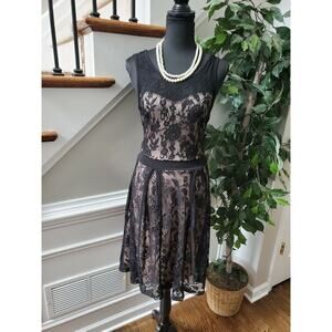 Candalite Women's Black 100% Polyester Sleeveless ScoopNeck Knee Length Dress S